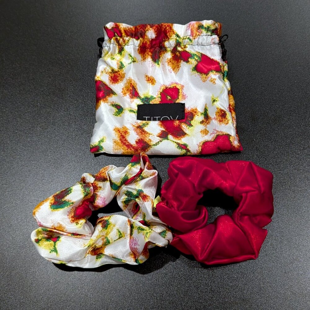 NEW TITOV Set of Two Silk Scrunchies - Picture 3 of 3